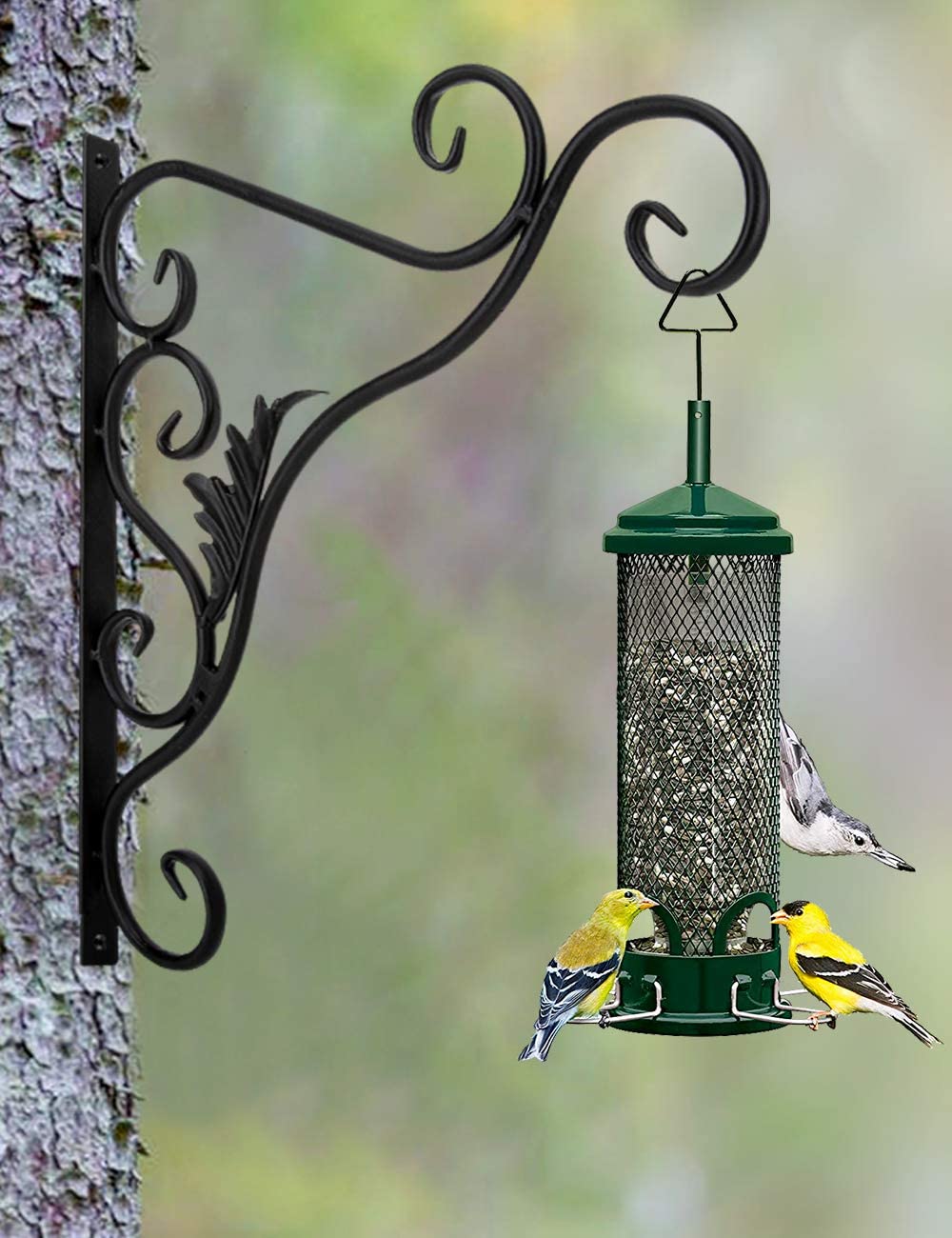 Lewondr Hanging Basket Bracket, 2 Pack 14inch Retro Wall Hanging