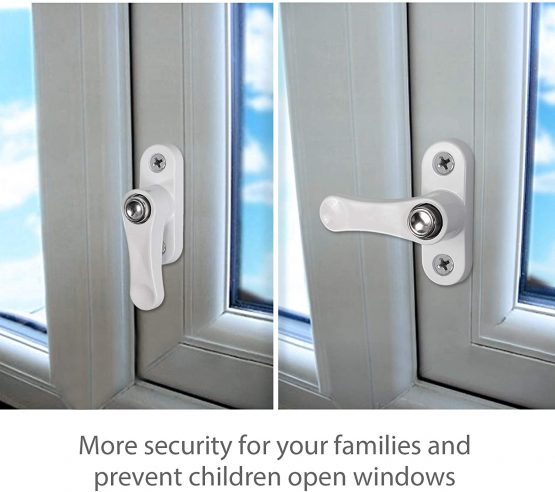 eSynic 4pcs Sash Blocker Jammer Strong Zinc Cast Alloy Sash Jammer Restrictor Baby Security Lock with Home Security Button Lock Function for Various UPVC/PVC Window Door and Home Child Baby Safety - Image 4