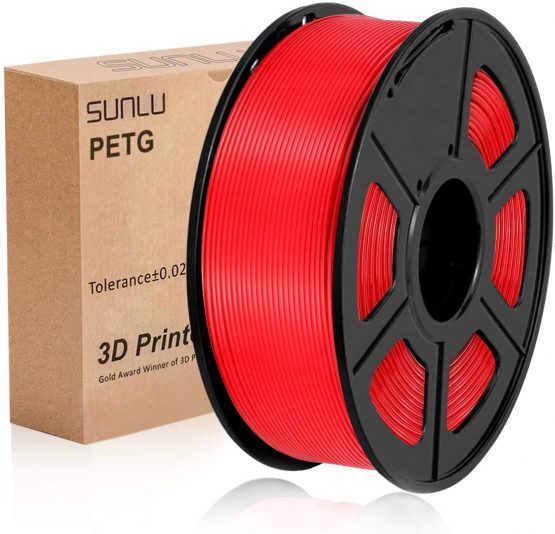 PETG 3D Printer Filament 1.75mm 1 kg Spool, SUNLU PETG Filament Red 1.75 +/- 0.02 mm for 3D Printing