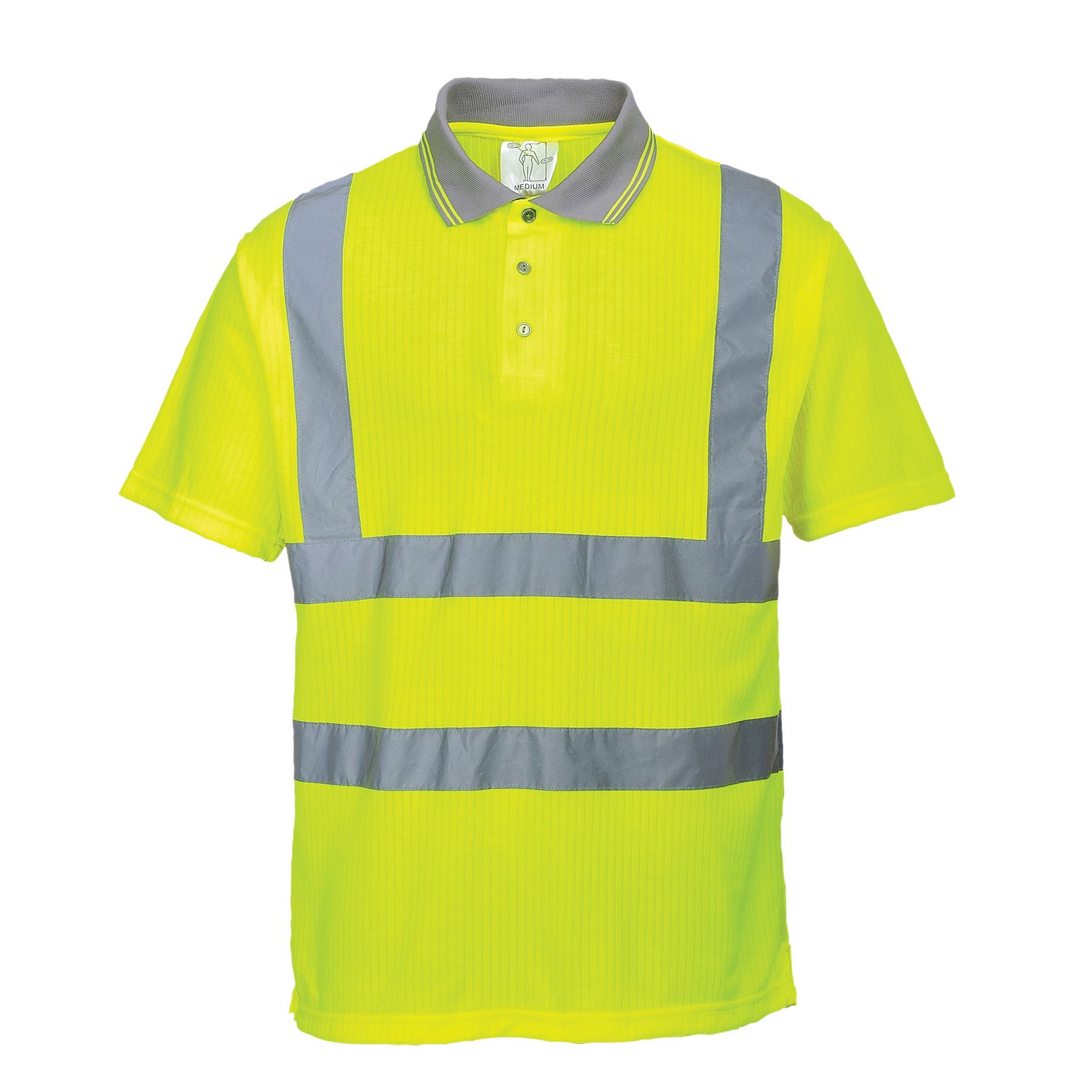 Portwest S477 Breathable Reflective Hi-Vis Polo Shirt S/S Yellow, 5X-Large, Size 5X-Large