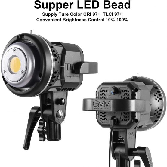 GVM 80W LED Video Lights with Bowens Mount Kit, Continuous Output Lighting 5600K CRI97+ Dimmable LED Photography Lighting Kit, Studio Lighting for Photography YouTube Wedding Shooting Light with Stand - Image 2