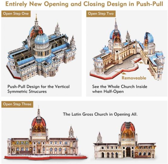 CubicFun 3D Jigsaw Puzzles for Adults 643 Pieces Architecture with Interior Views Model Kits for Adults Build UK London Classical Architecture St. Paul's Cathedral, Hard Puzzles Gifts for Women, Men - Image 3