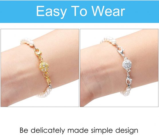 Magnetic Jewelry Clasps Magnetic Lobster Clasps for Necklace Bracelet Jewelry Making Rhinestone Ball Style, Cylindrical and Ball Tone (Gold and Silver) 12 Pieces - Image 4
