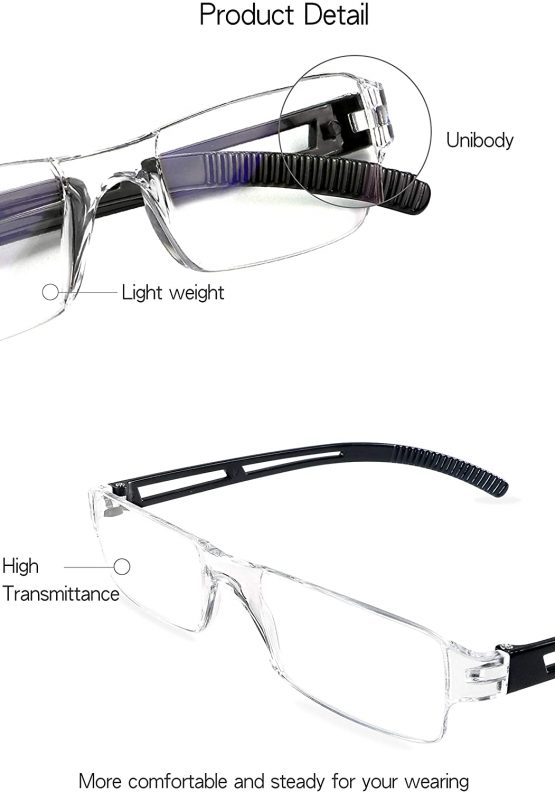 4 Pairs Reading Glasses, Blue Light Blocking Glasses, Computer Reading Glasses for Women and Men, Fashion Rectangle Eyewear Frame(4 Black, 1.00 Magnification) - Image 3