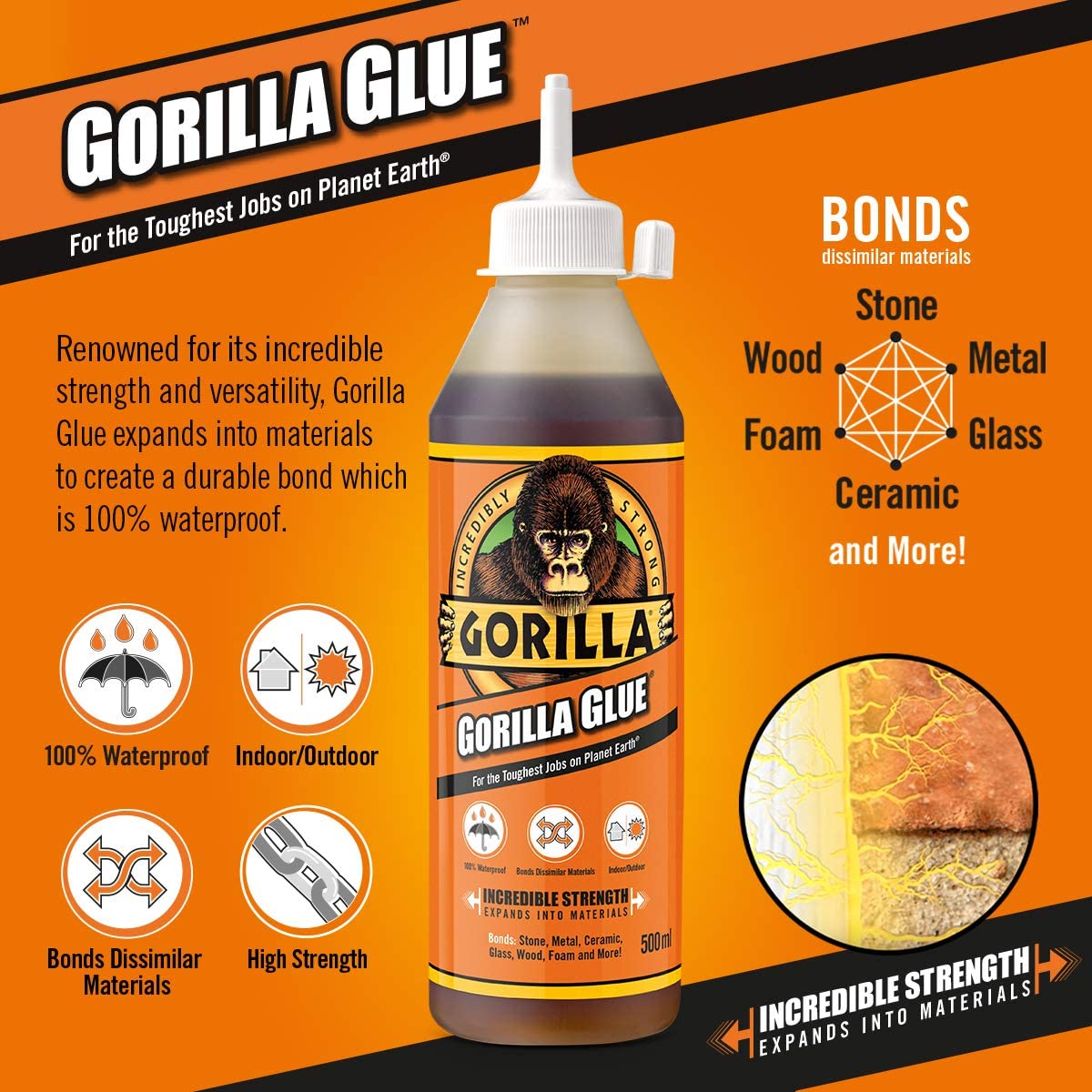 Gorilla Glue 500ml, Yellow - Image 2
