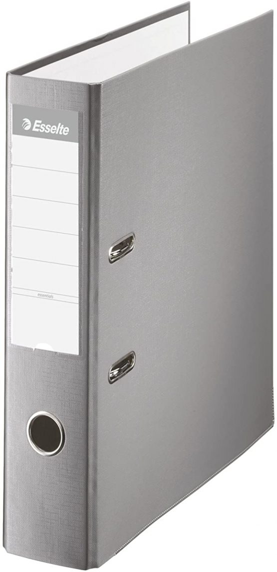 Esselte Lever Arch File, Plastic Cover, Lined, 7.5 cm Spine grey