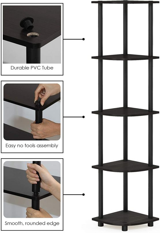 FURINNO Toolless Shelves, Wood, Espresso/Black, one size - Image 4