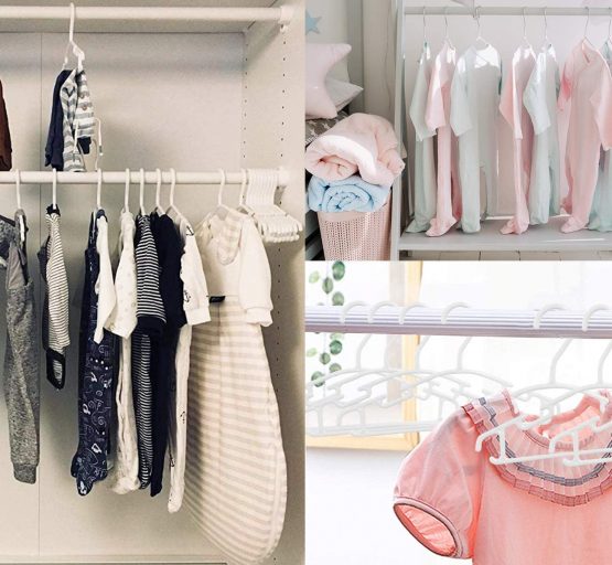 KEPLIN 36 Pack White Plastic Nursery Hangers, Nonslip Baby Coat Hangers, Space Saving Tubular Hangers, More Storage for Kids Children Clothes Dresses - Image 3
