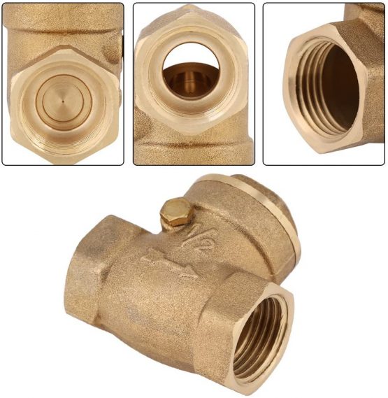 DN15 Check Valve Non-Return Valve Female Thread Brass Swing Check Valve Compressor Connector Pump Tool 232PSI Prevent Water Backflow - Image 3
