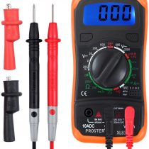 Digital Multimeter Portable Voltmeter Ammeter Ohmmeter with Test Leads Battery Mini Multi Tester Meter DMM with Backlight LCD for DC AC Voltage DC Current Resistance Diodes Transistor Audible Continuity