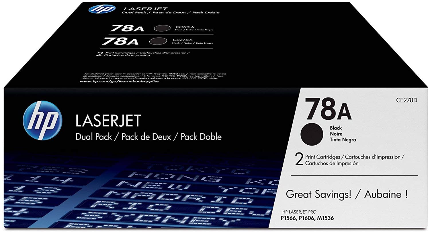 HP CE278AD 78A Original LaserJet Toner Cartridges, Black, Multipack, Dual Pack