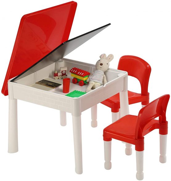 Liberty Children's 6-in-1 Play Multi-purpose Red and White Activity Table, Ideal Size