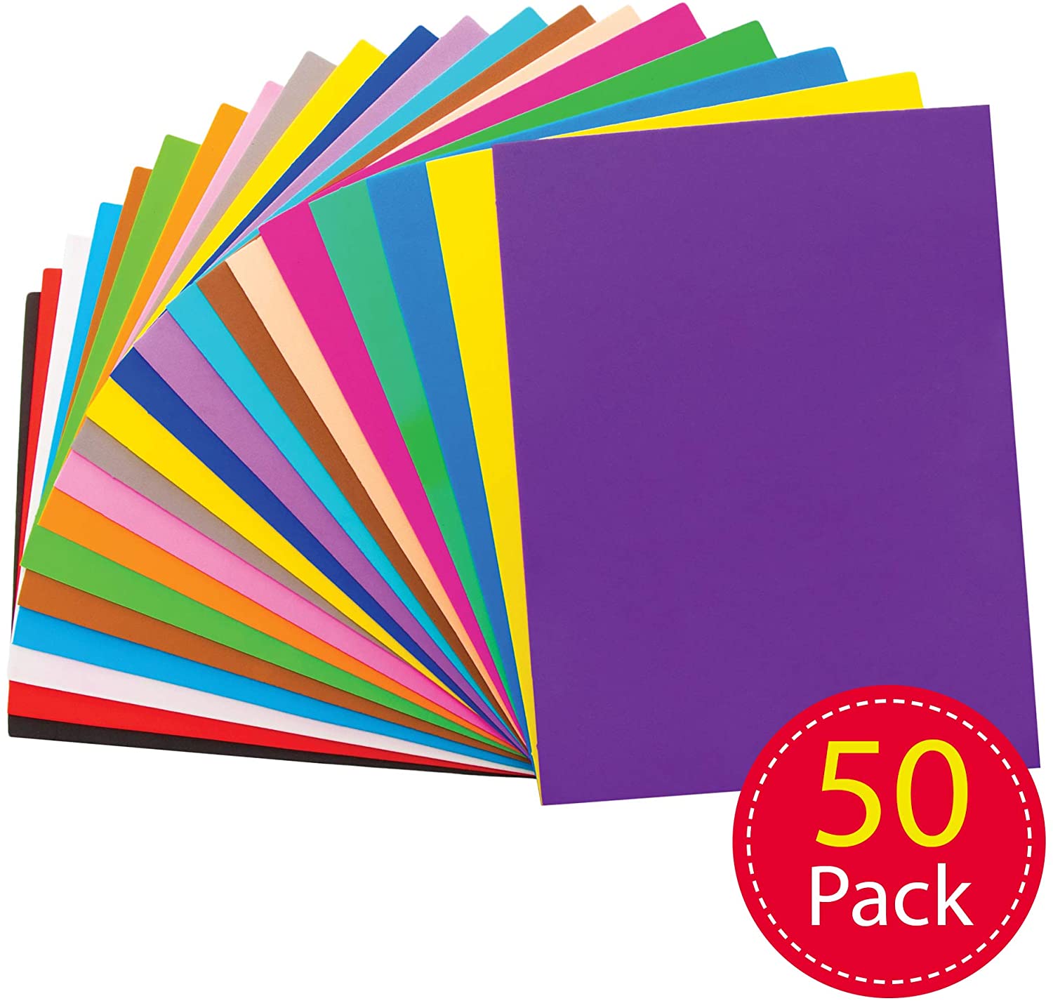 Baker Ross Foam Sheets Class Pack of 50 - Arts and Crafts for Kids, Assorted, 30cm x 23cm - Image 2