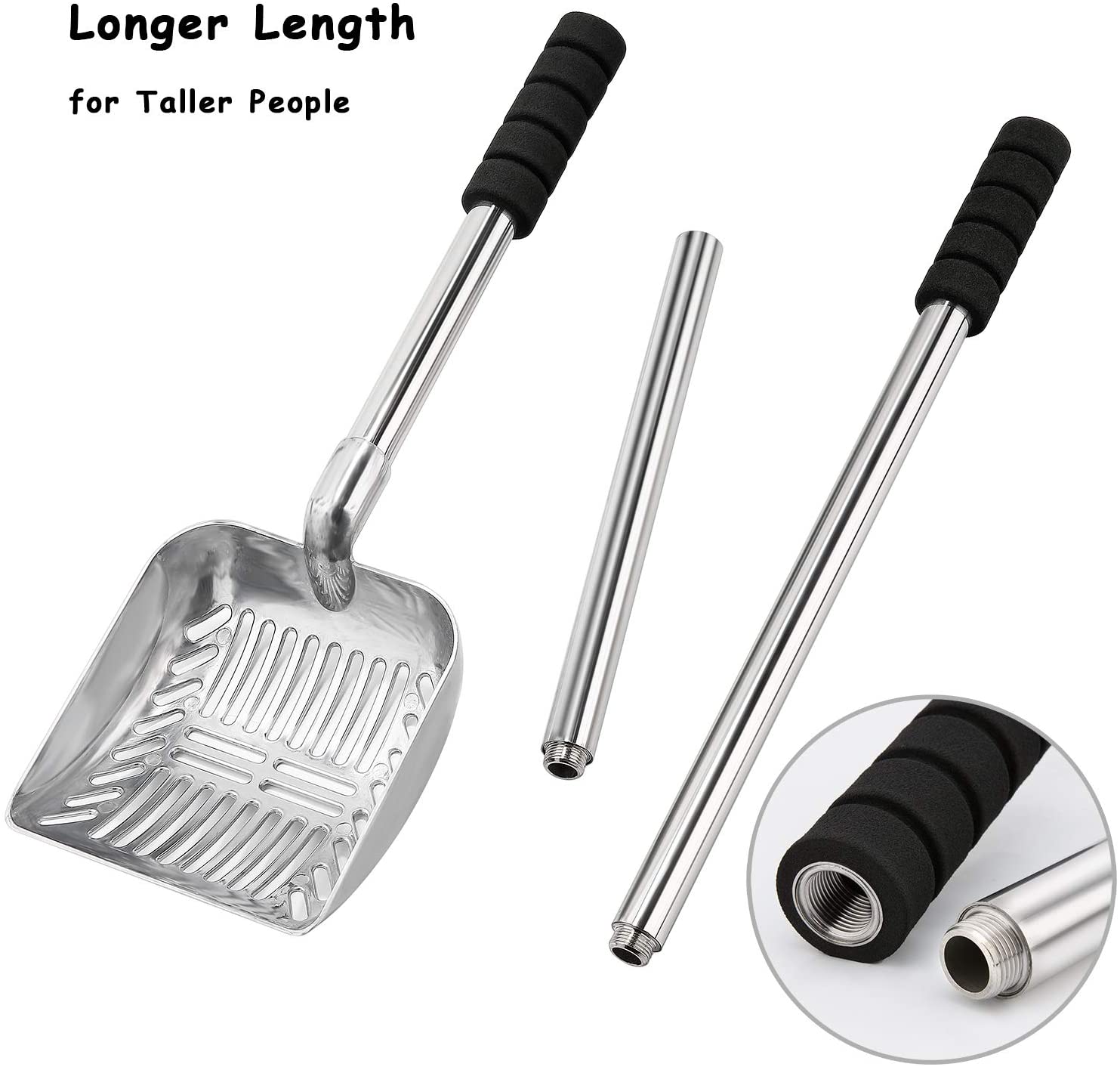 Cat Litter Scoop, 32.8in Long Handle No Bending Back Metal Pet Litter ...