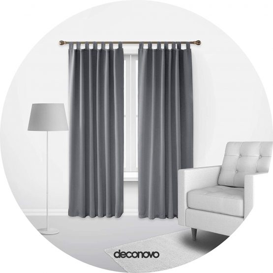 Deconovo Functional Thermal Insulated Curtains Tab Top Blackout Curtains for Childrens Bedroom Sky Blue W55 x L82 Inch One Pair - Image 2