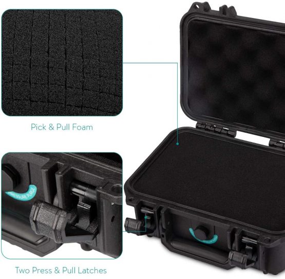 Navaris Protective Outdoor Camera Case - Hard Case with Customisable Foam Inserts - Water and Dust Equipment Protection - Size S (Black) - Image 4