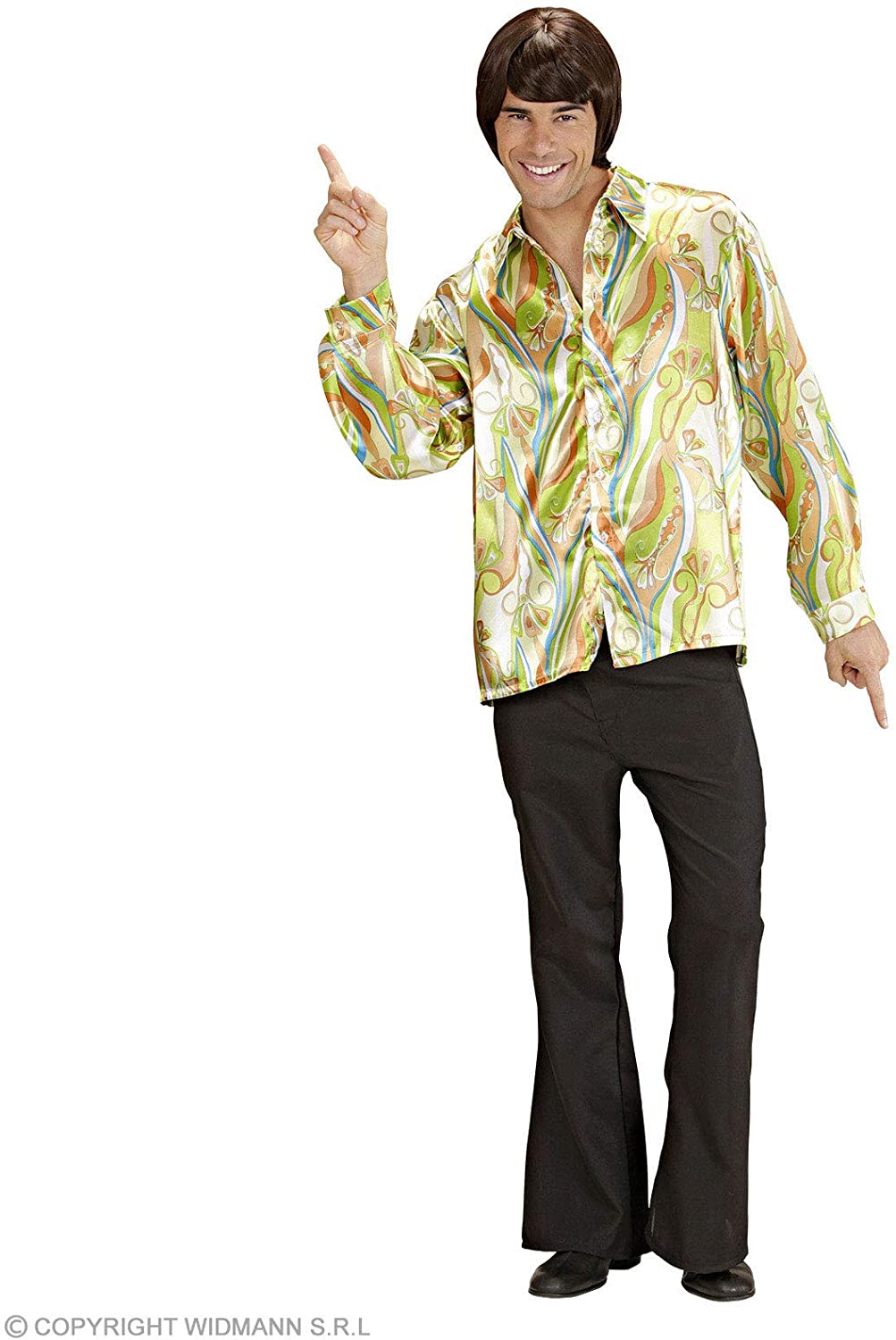 Mens 70s Mod Shirt 3 Cols Costume Extra Large UK 46" for 70s Hippy Hippie Fancy Dress, Multi-coloured, XL - Image 4