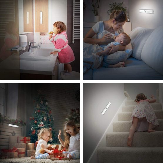 OxyLED Motion Sensor Closet Lights,Battery Operated 10 LED Closet Light Wireless Under Cabinet Light with Magnetic Security Closet Light Stick Up Motion Sensor Night Lights for Cabinet Stairs, 1 Pack - Image 4