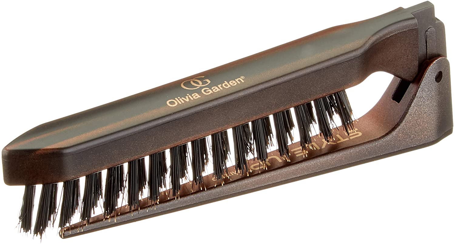 Olivia Garden Expert Style Up Boar & Synthetic Bristles Hairbrush, Matt Black, for Creative Updos Teasing & Volume - Image 3
