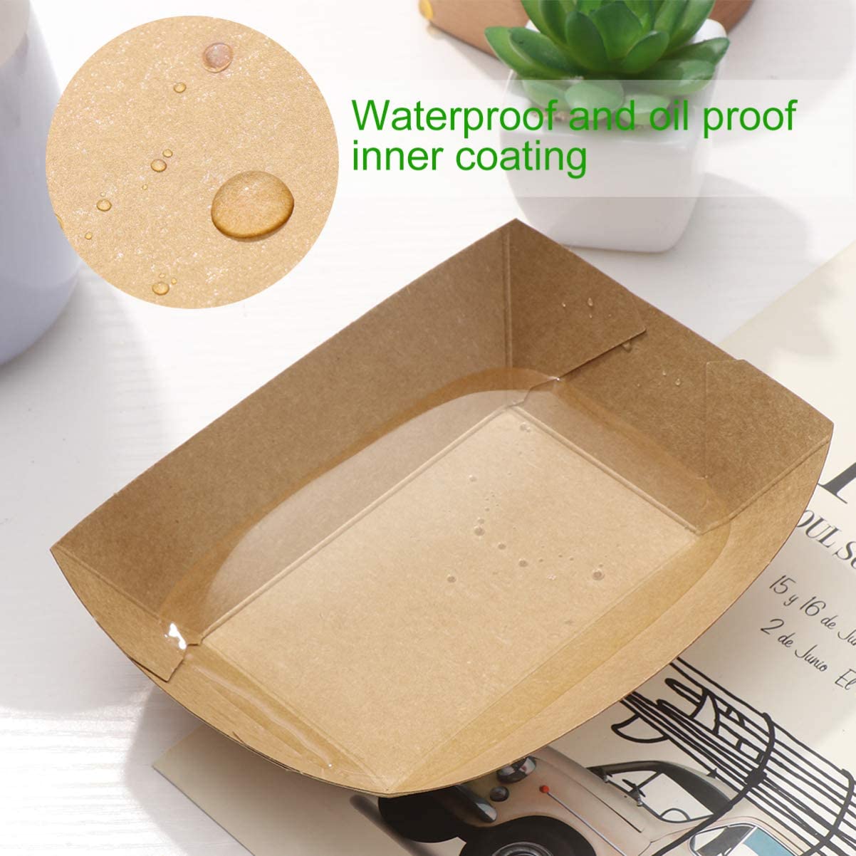 Toyvian Paper Food Tray, Ship Shape Take Out Containers for Lunch Salad Fast Food, As Shown, 16x12.5x3.5cm - Image 2