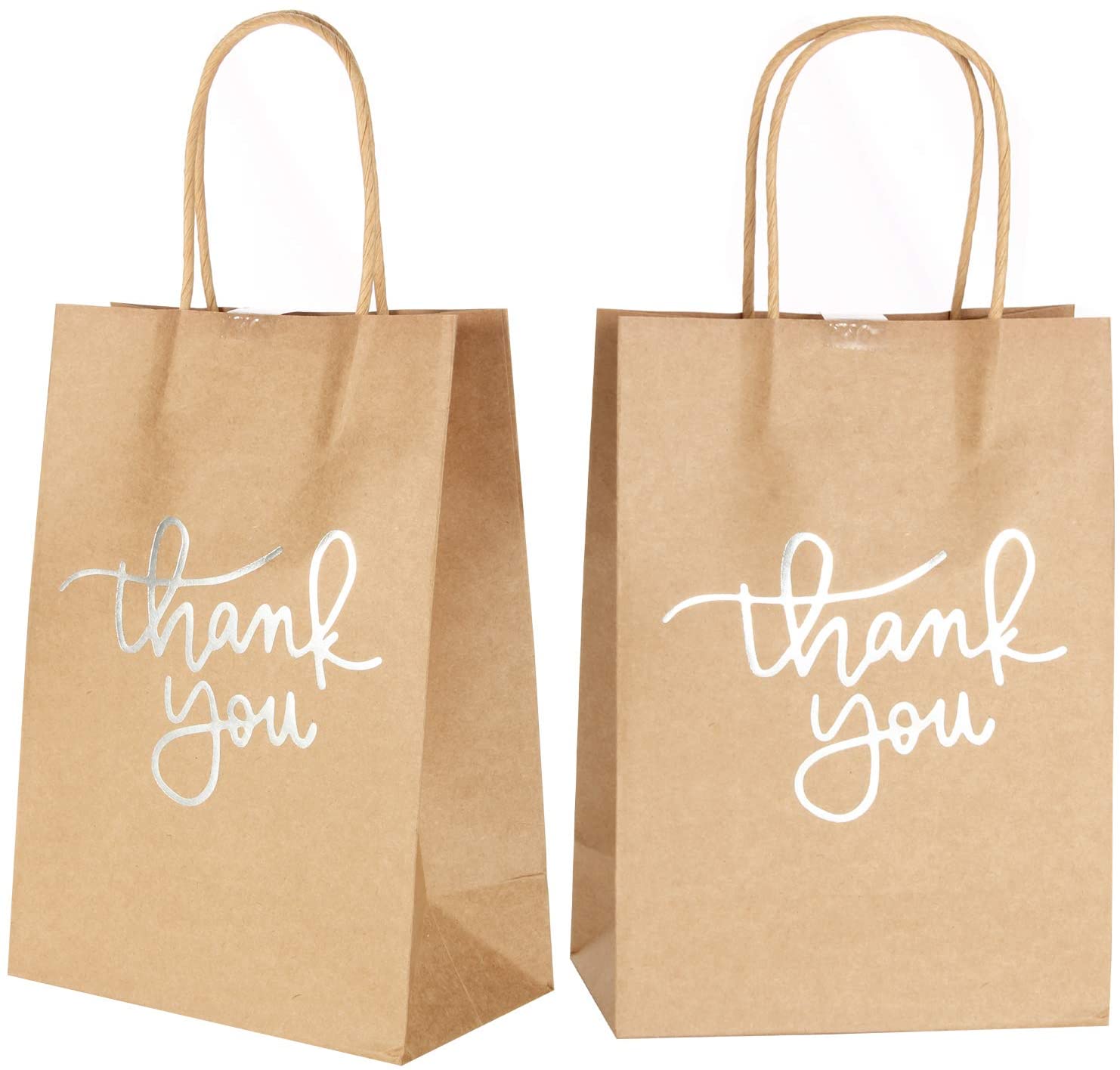 24 Pack Paper Party Bags,Kraft Paper Party Bags with Handles for Birthday,Business,Boutique,Wedding and Party Celebrations(Silver) - Image 4
