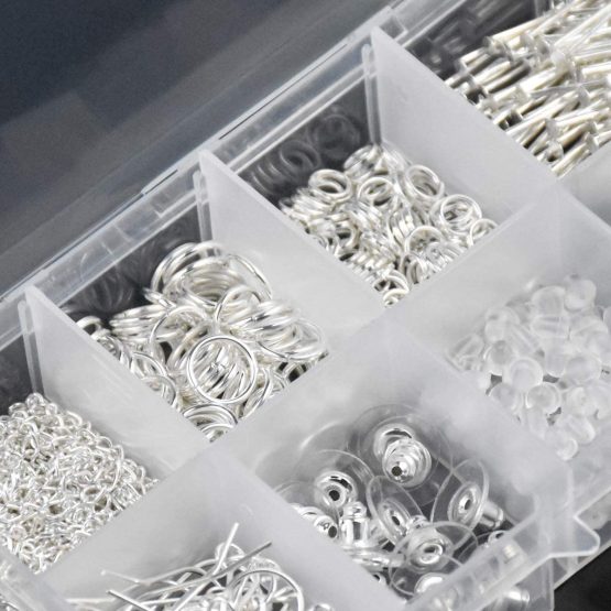 740 Pcs Earring Making Kits Silver Tone Jewelry Making Kit Jewelry Finding Starter Tools Kit with Earring Hooks Earring Backs Clasps Jump Rings Pins for Jewelry Making Repair DIY Craft Supplies - Image 3