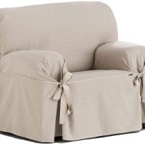 Eysa Italia F616081 Constanza Universal 1 Seat Sofa Cover with Ribbons, Linen