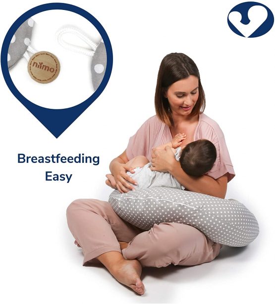 Niimo Pregnancy Pillow for Sleeping XXL Multifunctional Cushion for Nursing Breastfeeding Baby and Maternity Full Body Pillow Pregnant Women 100% Cotton Pillowcase Removable (Grey) - Image 4