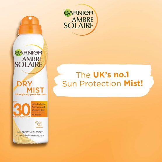 Garnier Ambre Solaire Dry Mist Fast Absorbing Sun Cream Spray SPF30, 200ml - Image 2