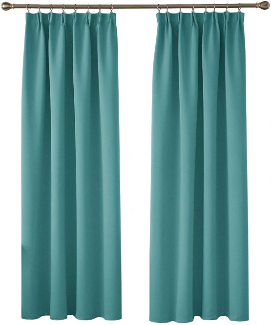 Deconovo Home Decoration Thermal Insulated Curtains Blackout Curtains Pencil Pleat Curtains for Kids Turquoise W55 x L79 Inch 2 Panels