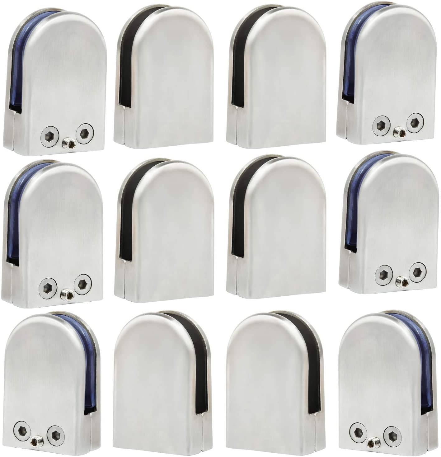 Discoball 12 x (10-12mm) 304 Stainless Steel Glass Clamp Clip for Stair Window (12-Pack) - Upgraded, 12PCS(10-12mm)