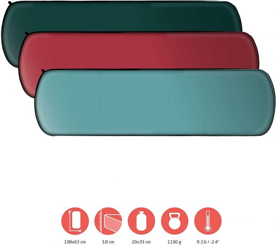 Grand Canyon HATTAN 3.8 L - Self inflating camping mat - 198x63x3,8cm - American Beauty (burgundy red) - Image 2