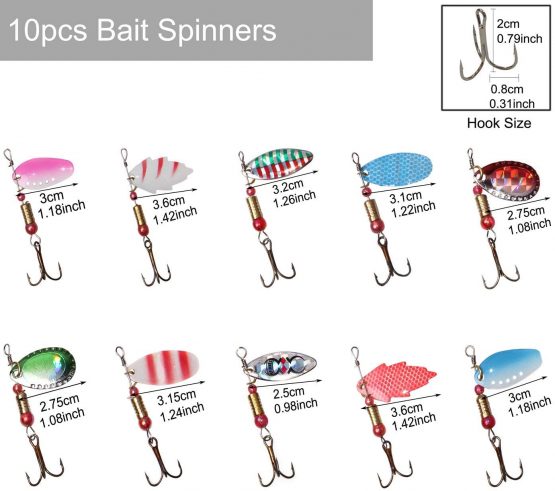 OROOTL Fishing Spoon Kit Metal Lures, 30pcs Colorful Metal Casting Fishing Spinner Baits Spoon Fishing Lures Sharp Treble Hooks Tackle Kit - Image 4