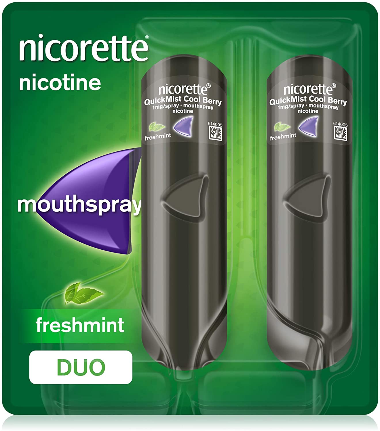 Nicorette Quickmist Mouthspray, Freshmint Nicotine Mouthspray- Duo- 2x150 Sprays (Quit Smoking and Stop Smoking Aid)