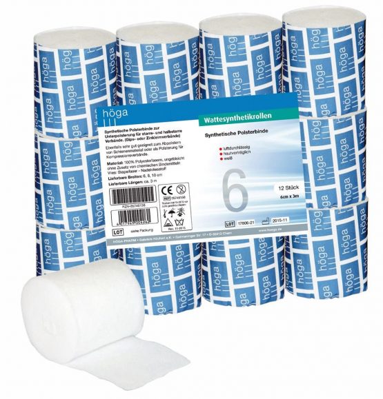 Synthetic Padding Bandage Roll 3 m x 6 cm, 1 Pack of 12 Rolls