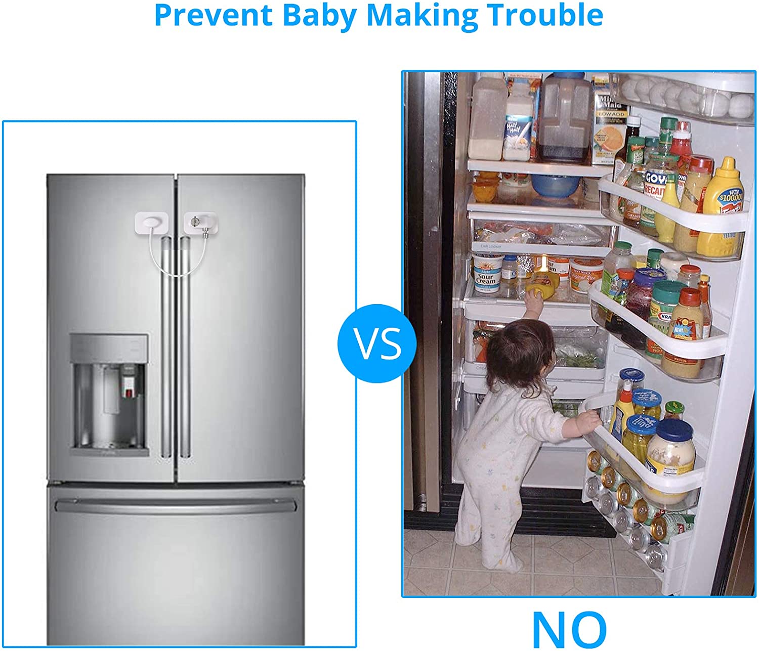 eSynic 4 Pack Baby Safety Cupboard Locks No Drilling Fridge Lock Removable Baby Proof Drawer Locks Strong Adhesive Childproof Cabinet Locks with Key Alloy Zinc Kitchen Door Locks for Child and Adult - Image 3