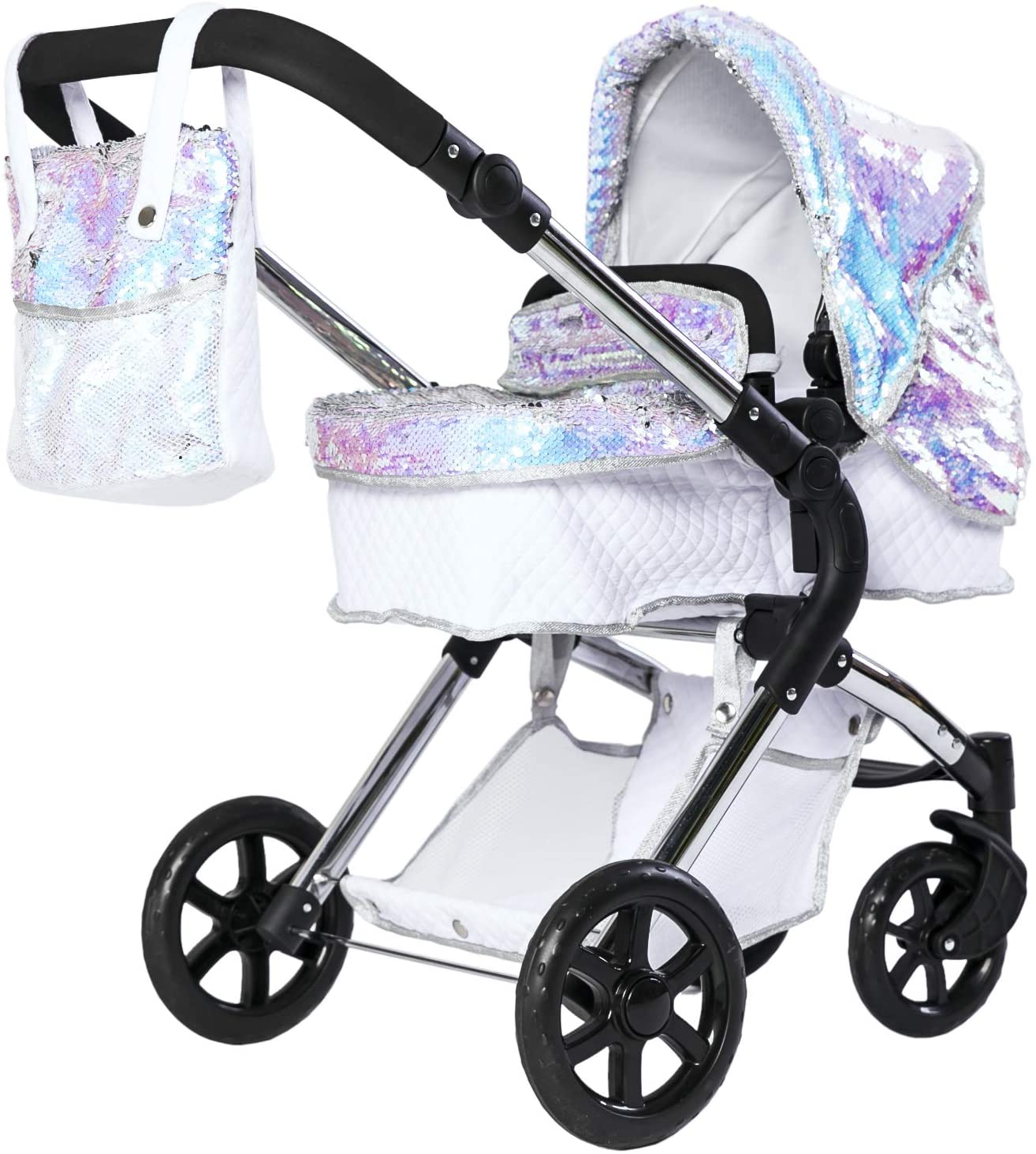 Roma Single Baby Toy Stroller with Lightweight Frame, 2-in-1 Baby Doll Accessories, Adjustable Handle, Carry Cot to Seat Unit - Image 3