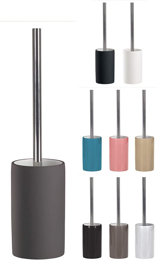 KW "Pure Rubberised Porcelain Toilet Brush and Holder (Grey)