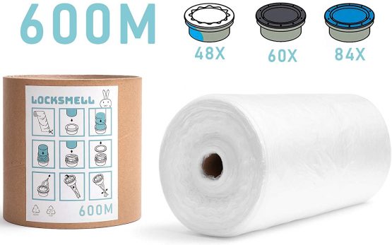 LOCKSMELL Nappy Bin Liner (600m) Compatible with Tommee Tippee Sangenic, Angelcare & Litter Locker II cartridges| Equivalent to 84 Angelcare, 60 Litter Locker II, 48 Sangenic Refills + REFILL TUBE - Image 3