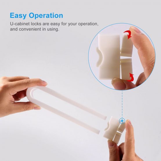 Yosoo 4pcs Baby Safety Cabinet U Shaped Locks - Durable Plastic Locks Sliding Lock for Child Safety - Kid Safety Drawer Door Cupboard Locks - Image 4