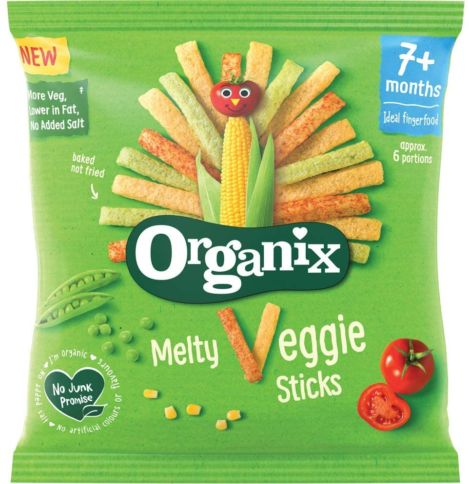 Organix Melty Organic Veggie Sticks, 7+ Months, Baby Snack, Multipack, 4 x 15 g Bags Per Pack (3 Packs Total) - Image 3