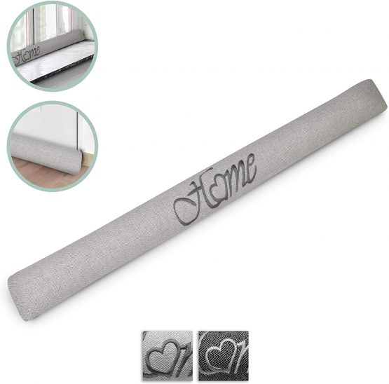 Beautissu Draught Excluder 90x8cm Tuuli HO – Wind Stopper for Door and Windows - Long Draft Excluder Cushion Door Sausage - Heavy Door Draft Stopper in Light Grey