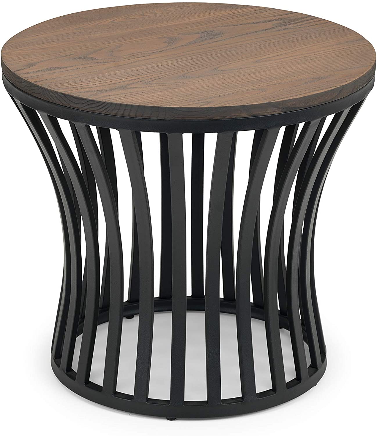 Julian Bowen Washington Lamp Table, Mocha Elm/Black, Black/Elm, Height: 51, Width: 56, Depth: 56cm