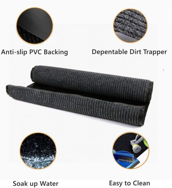 Nisorpa Carpet Runner 90x300cm Dirt Stopper Rubber Backed Door Mat Long Hallway Hall Rug Non-Slip Kitchen Flooring Mat for Home Office Kitchen Indoor and Outdoor Use Anthracite - Image 3