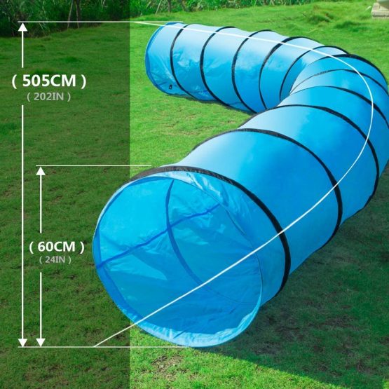 MASTERTOP Dog Tunnel with 1 Frisbee and Pegs, 525 x 60 cm Training Tunnel Play Tunnel Agility