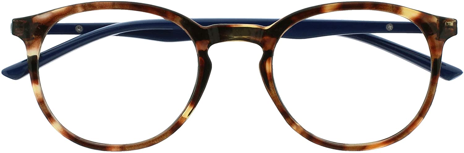 OPULIZE MET Blue Light Blocking Reading Glasses for Women Men Slim Round Frame with Scratch Resistant and Spring Hinges