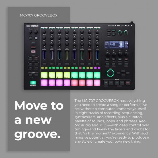 Roland Mc-707 Aira Dj Groovebox, Eight Tracks of Recording, Sequencing, Synthesizers And Effects & Record Audio And Midi - Image 2