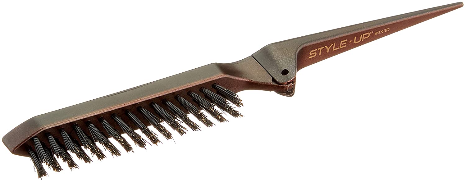 Olivia Garden Expert Style Up Boar & Synthetic Bristles Hairbrush, Matt Black, for Creative Updos Teasing & Volume - Image 2