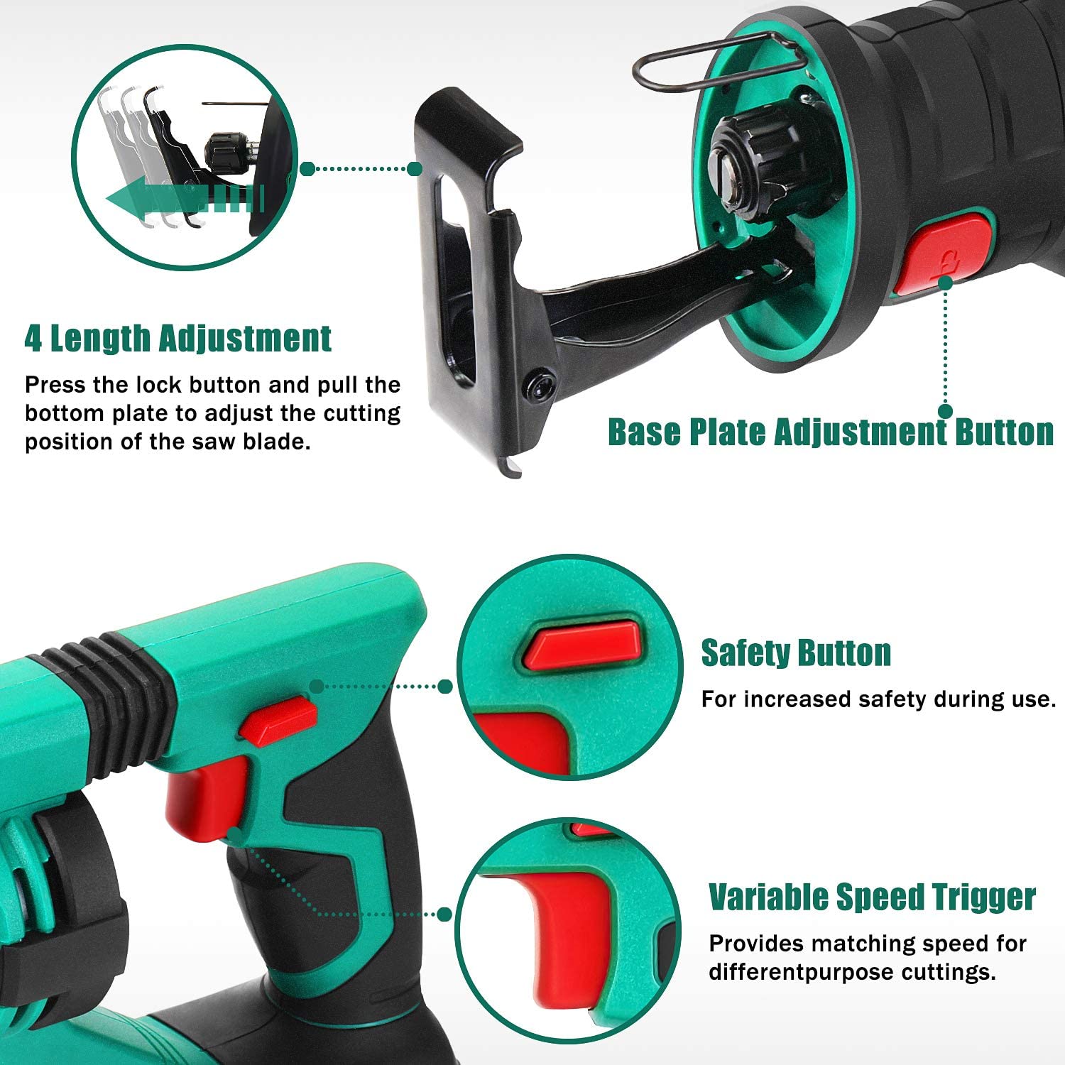 HYCHIKA Cordless Reciprocating Saw, 18V Brushless Electric Saws - Image 2