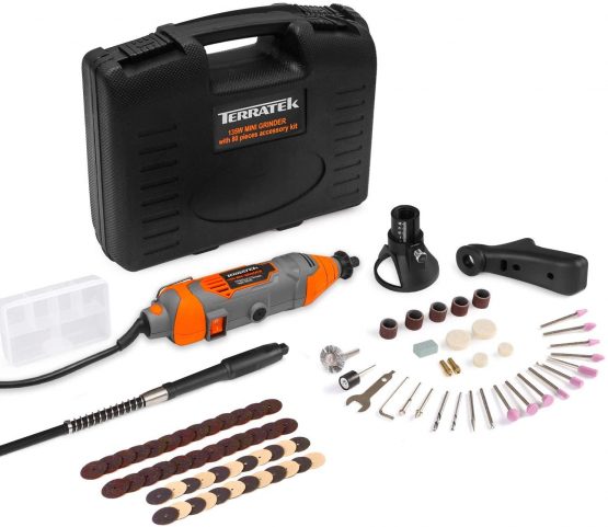 Terratek Rotary Tool Kit 135W with 80pc Accessory Set & Storage Case, Variable Speed 8000-33000rpm, Ideal for DIY, Woodwork & Hobby Craft, Dremel Compatible